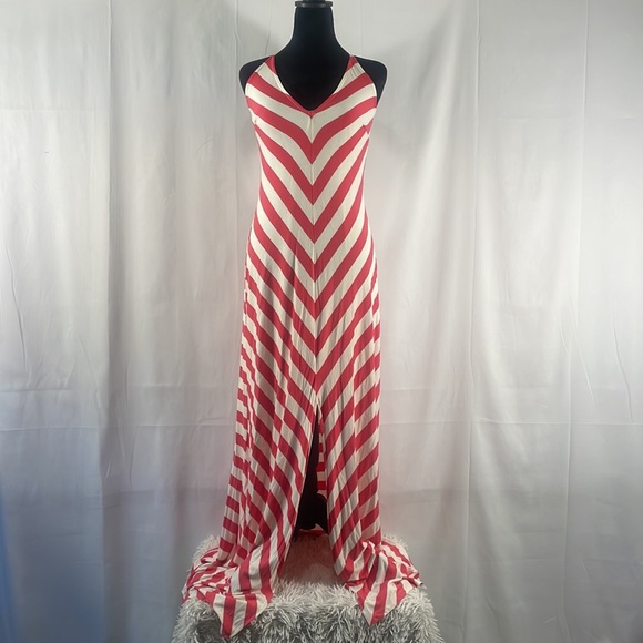 Chevron striped maxi Dress, white, Pink, Small - Picture 9 of 9